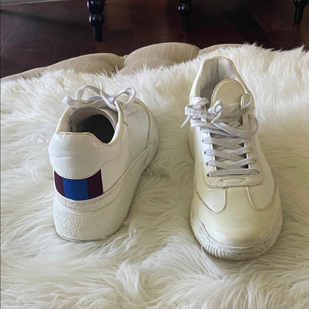 Stella McCartney White Sneakers with Red and Blue Accents